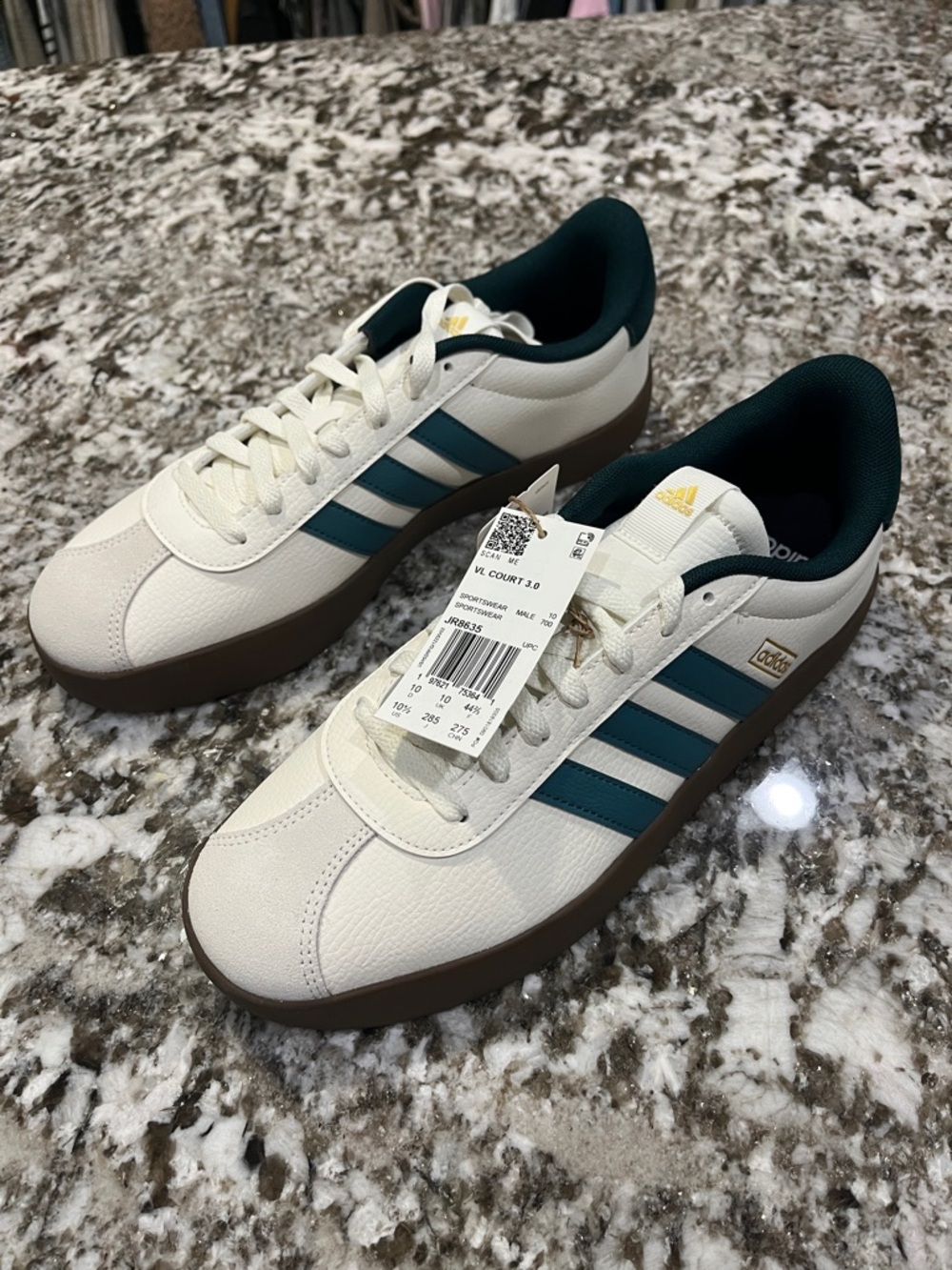 adidas VL Court 3.0 Cream & Teal Low-Top Platform Sneakers M 10.5 / W 11.5 - Picture 3 of 9